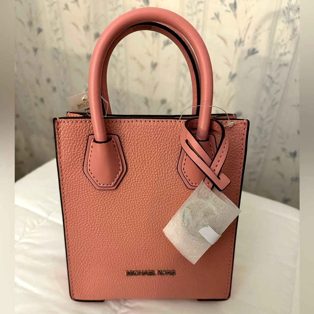 Michael Kors Micro Mini Pink Leather Tote with Crossbody Strap